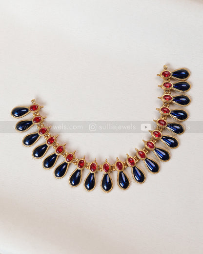 3580 - Sullie Basic - Blue Raindrop Necklace with Jhumka