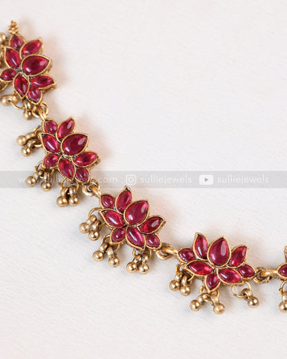 Sullie Basic - Ruby Lotus Palakka Mango Layered Combo with Earrings