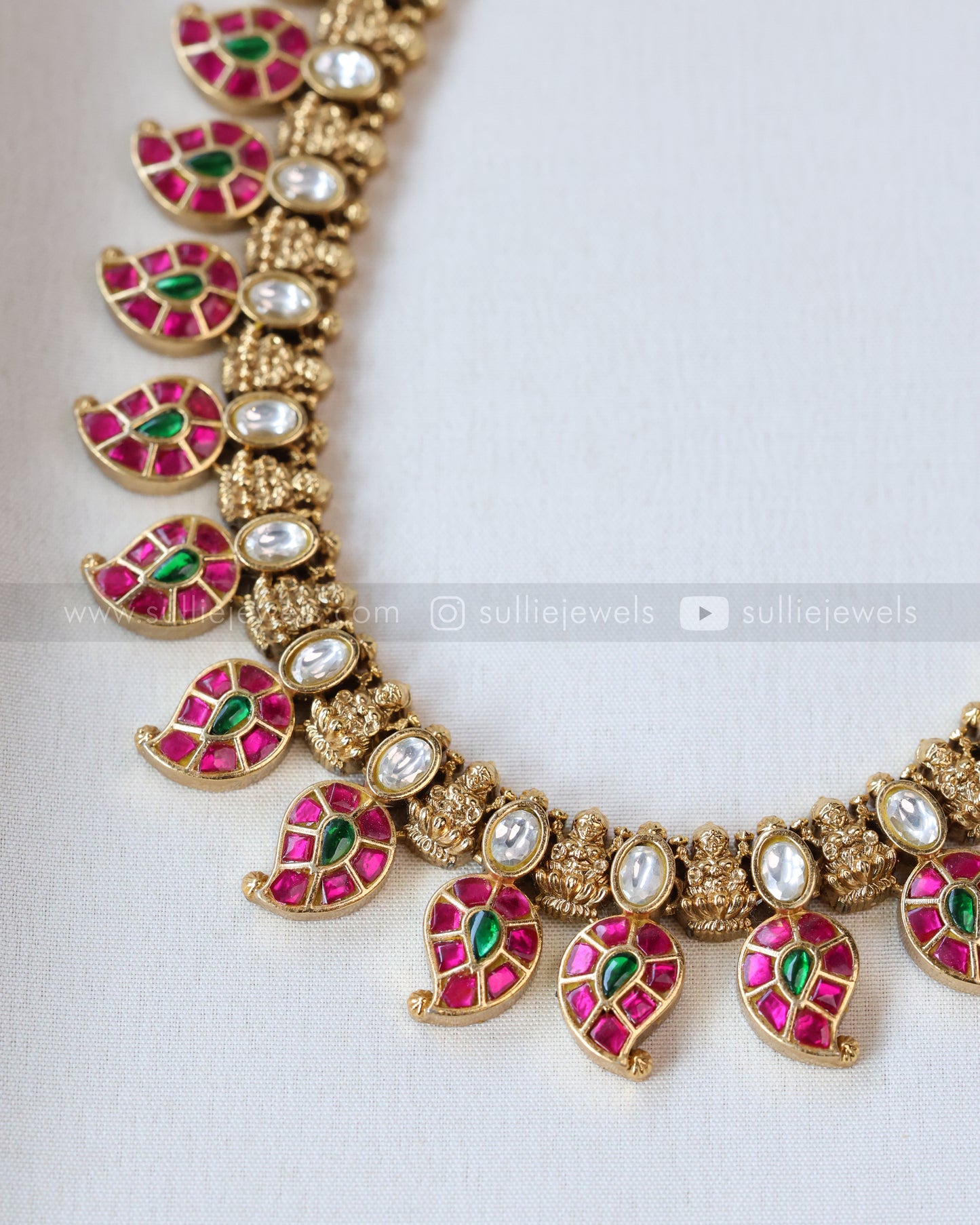 7139 - Premium Jadau Kemp Mango Haaram Chain with Stud