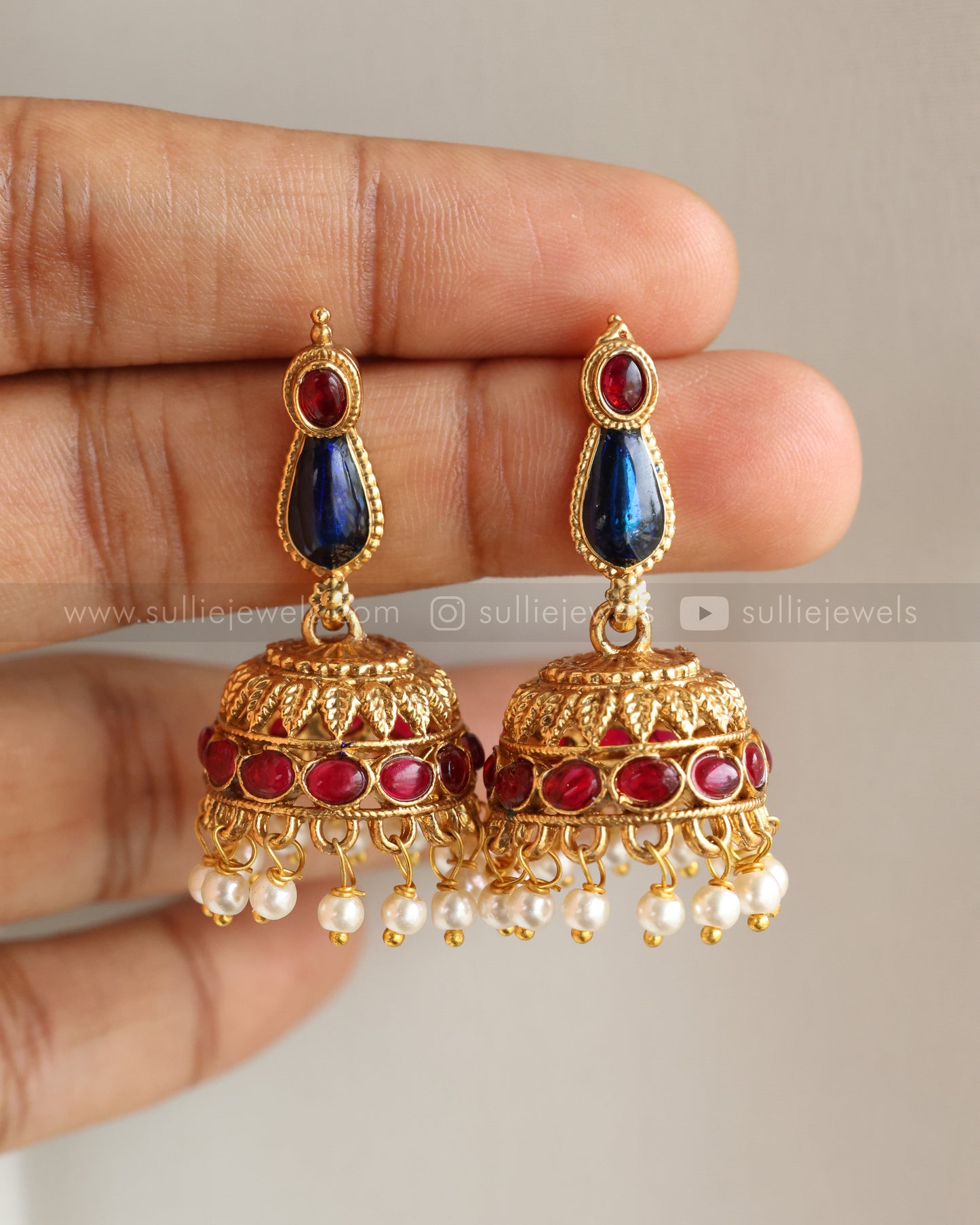 3580 - Sullie Basic - Blue Raindrop Necklace with Jhumka