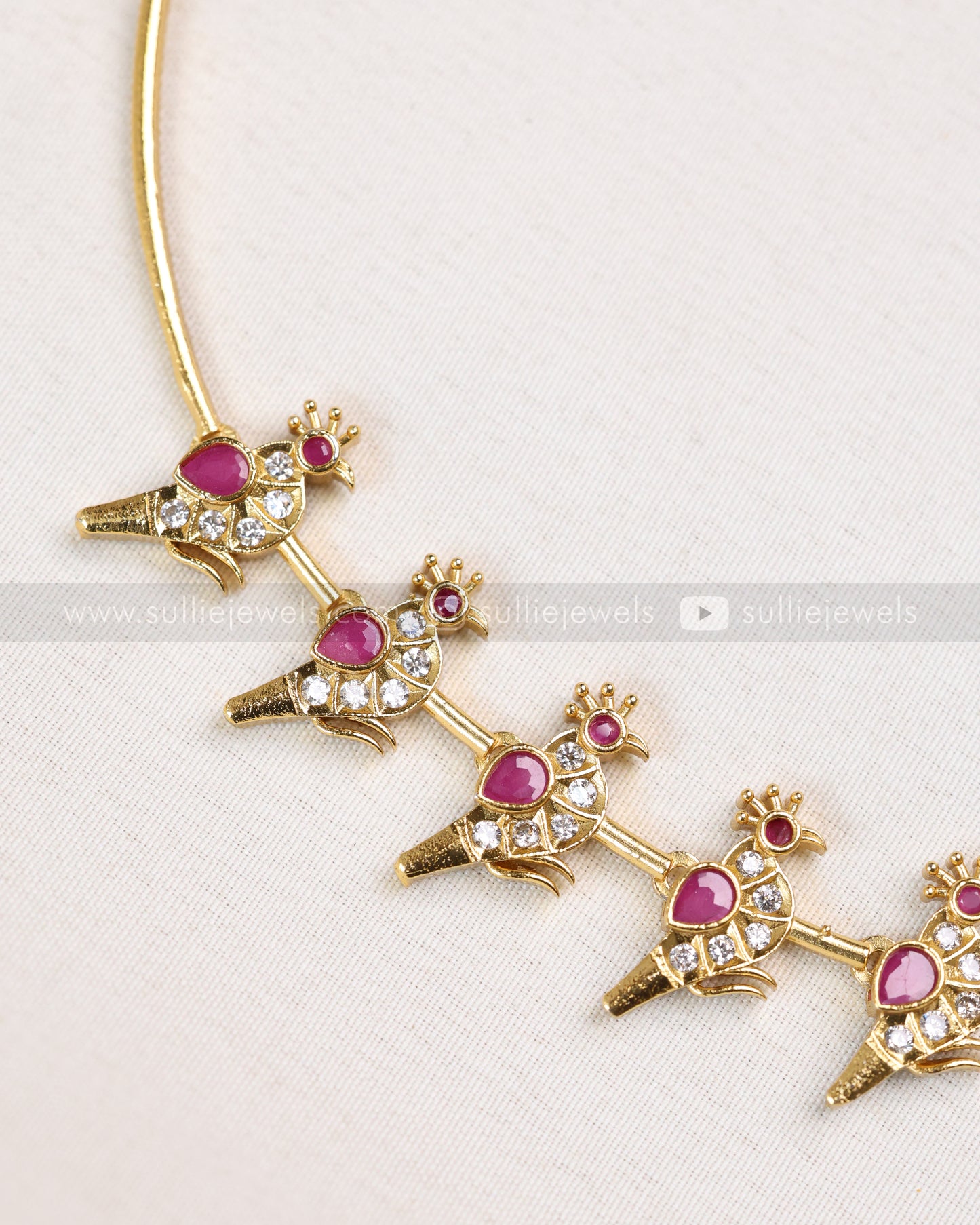 3828 - Ruby Lotus & Parrot AD Hasli Necklace