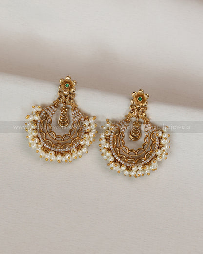 E1149 - Pearl Peacock Chandbali Earring