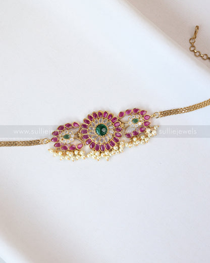 2108 - Designer Floral Stone Choker with Jhumka