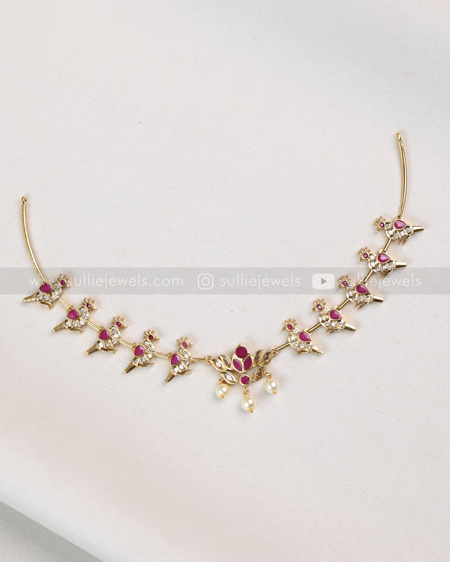3828 - Ruby Lotus & Parrot AD Hasli Necklace