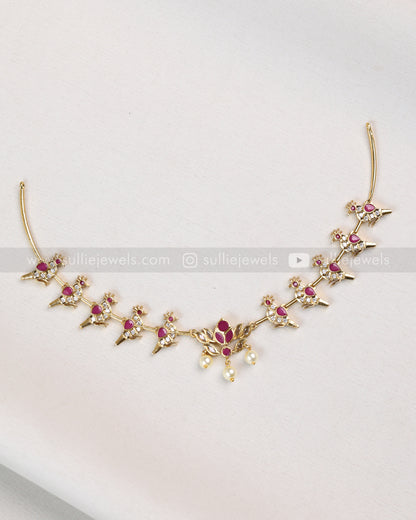 3828 - Ruby Lotus & Parrot AD Hasli Necklace