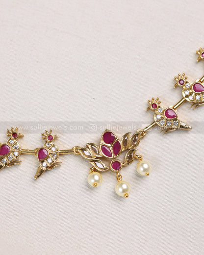 3828 - Ruby Lotus & Parrot AD Hasli Necklace