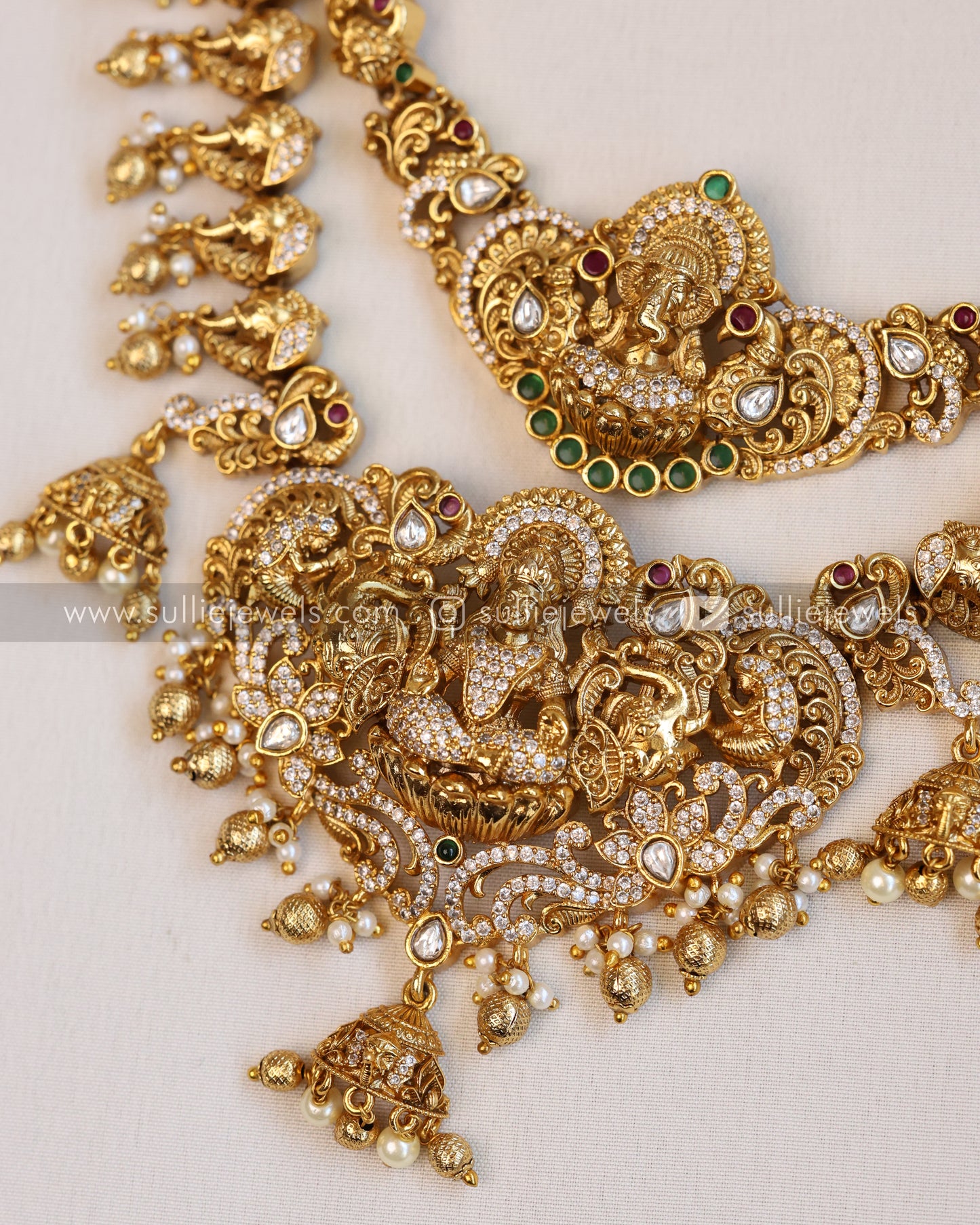 Double Layer Ganesh & Goddess Premium Necklace with Earring