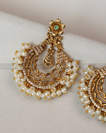 E1149 - Pearl Peacock Chandbali Earring
