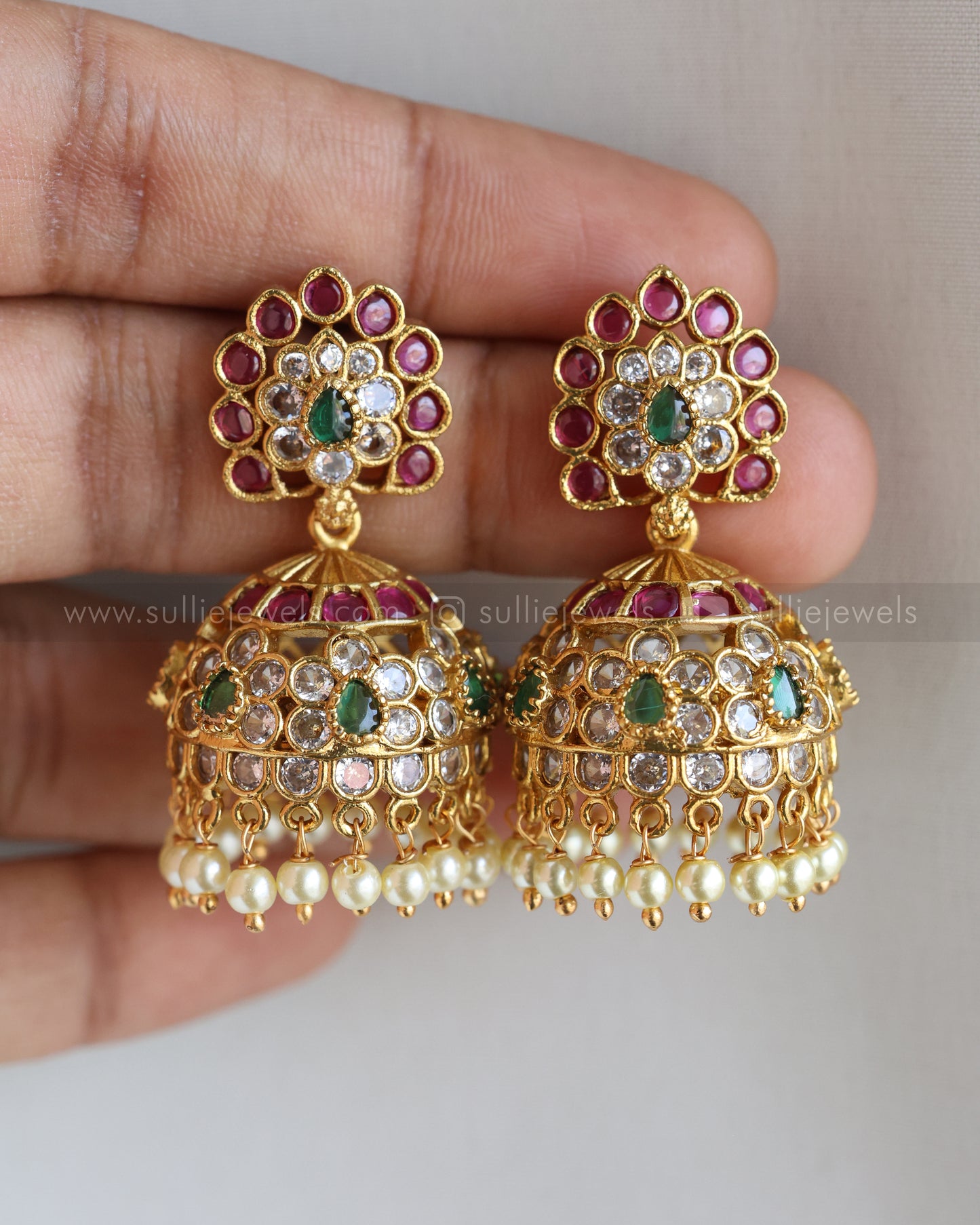 2108 - Designer Floral Stone Choker with Jhumka