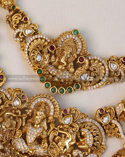 Double Layer Ganesh & Goddess Premium Necklace with Earring