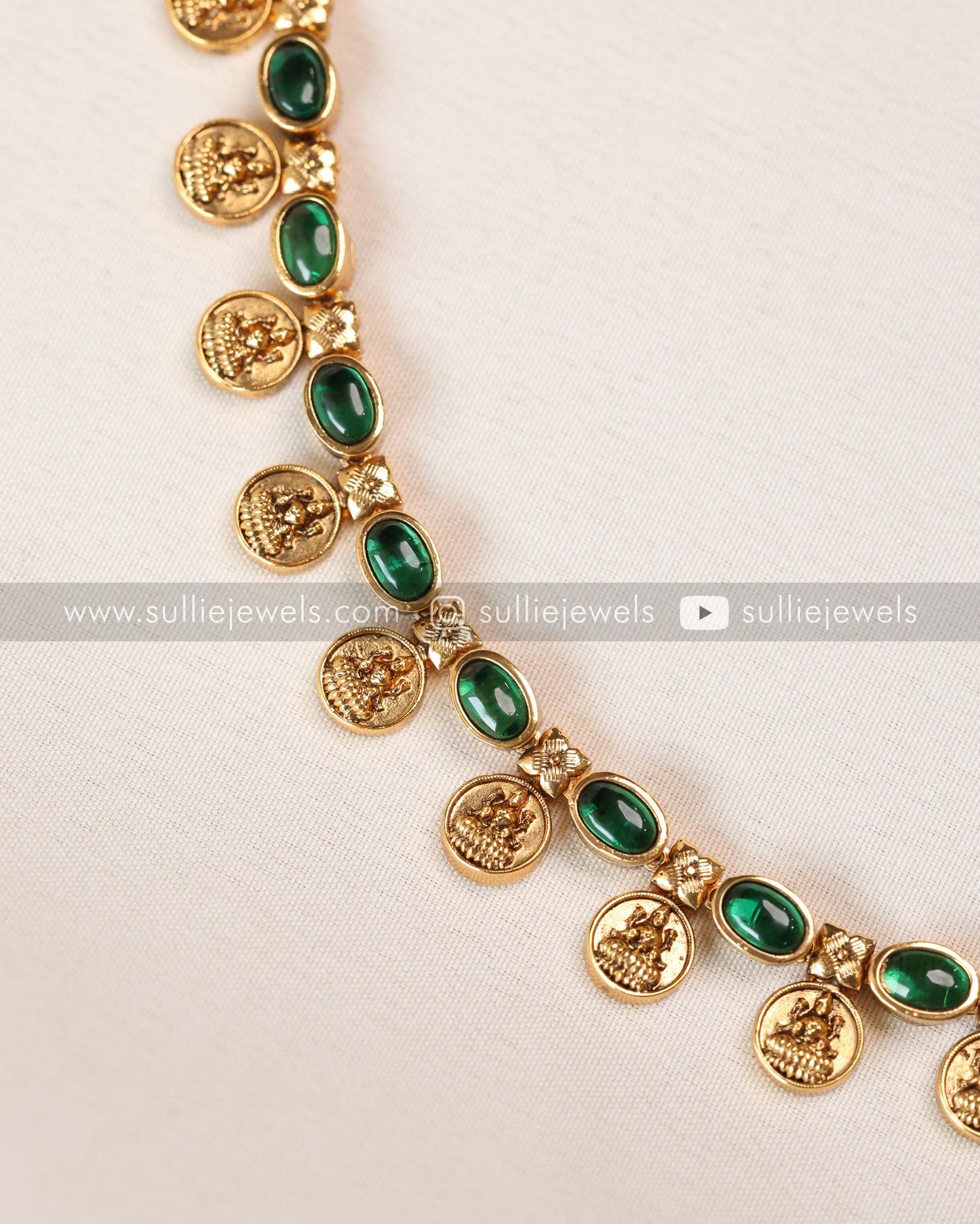 Minimal Green Coin Necklace with Stud