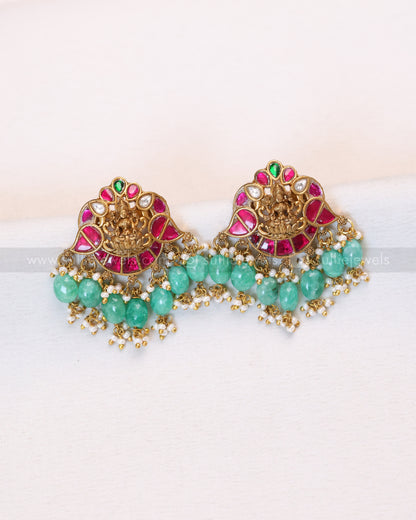 3648 - Jadau Kemp Lakshmi Premium Necklace with Mint Beads