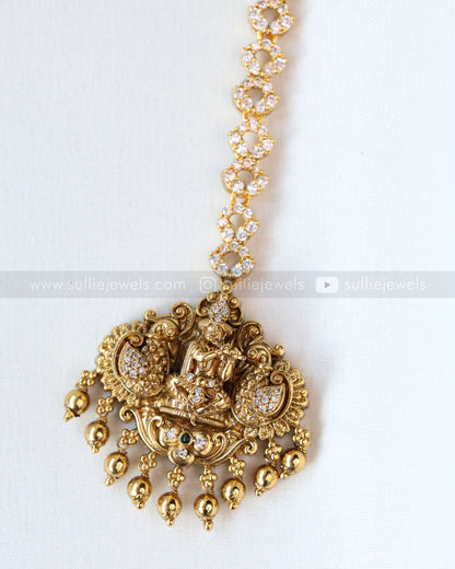 1081 - Krishna Peacock Tikka with Gold Beads