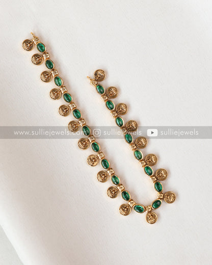 Minimal Green Coin Necklace with Stud
