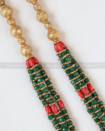 Sullie Basic - Lakshmi Pendant with Green & Coral Beads