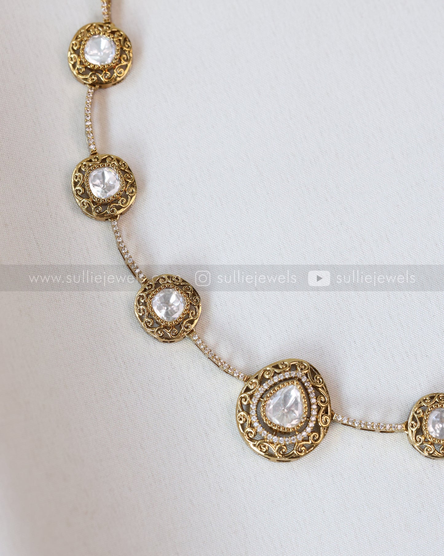 3672 - Designer Polki Necklace with Earrings