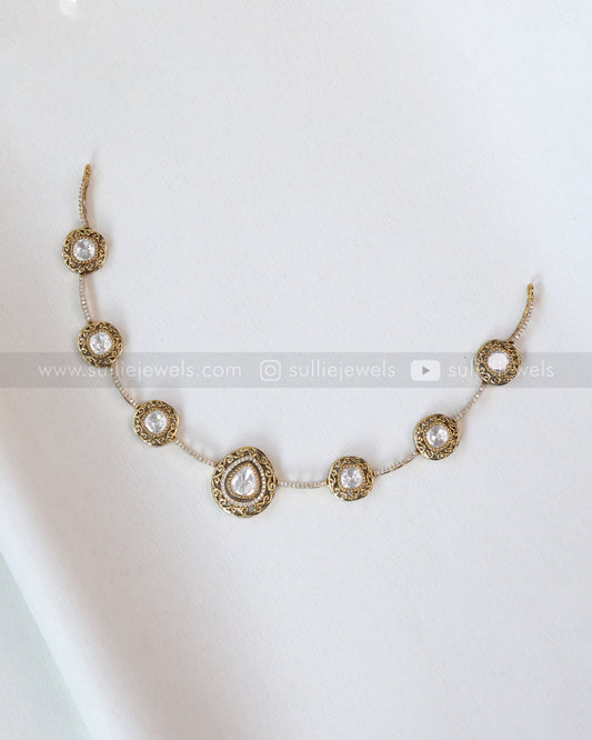3672 - Designer Polki Necklace with Earrings
