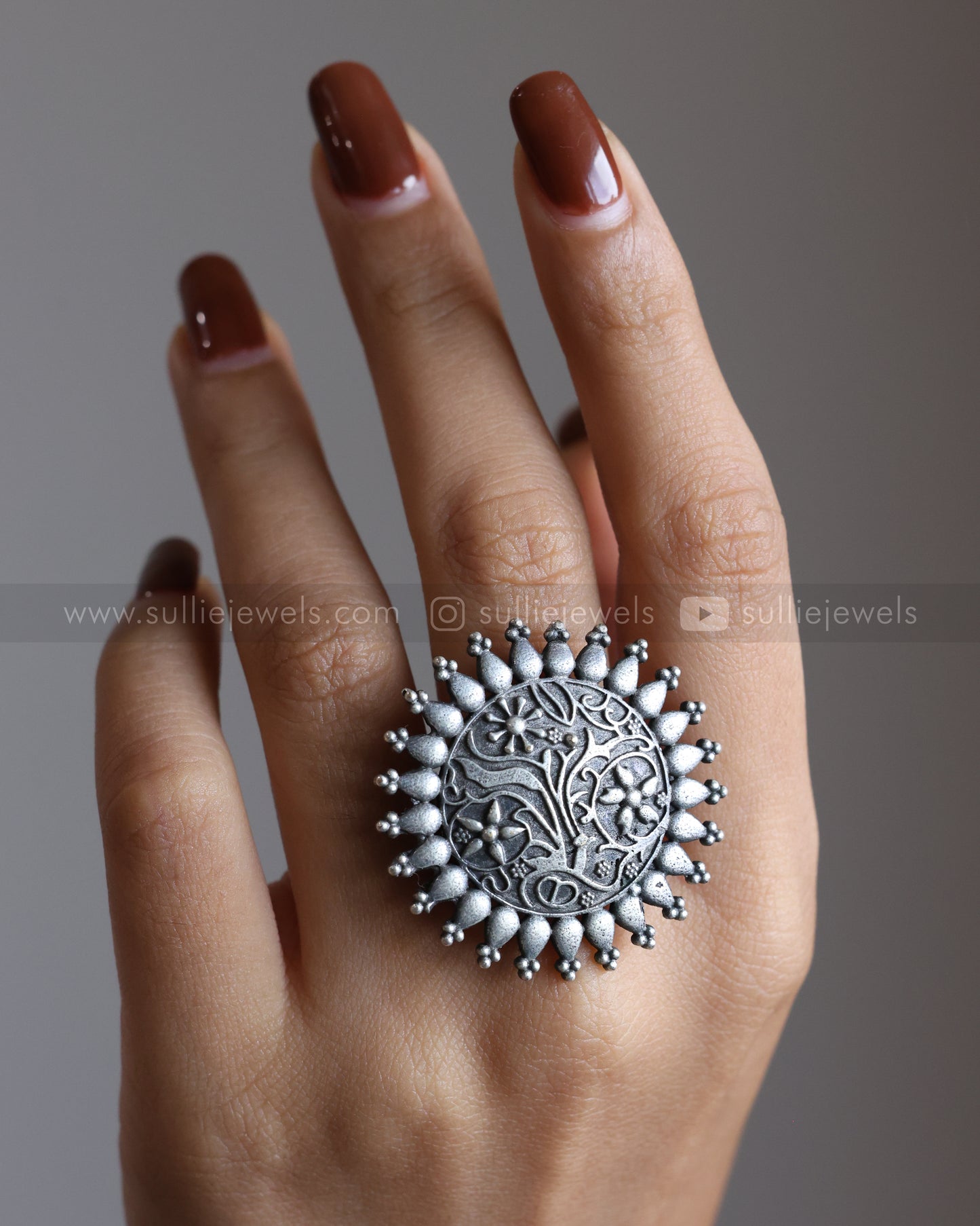 Oxidised Designer Chakra Adjustable Ring