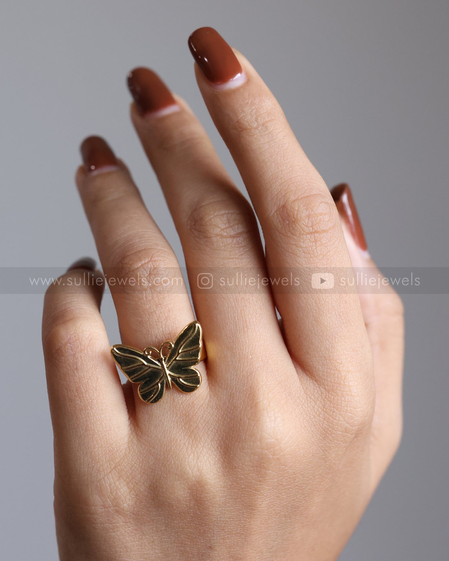 Gold Butterfly Adjustable Ring