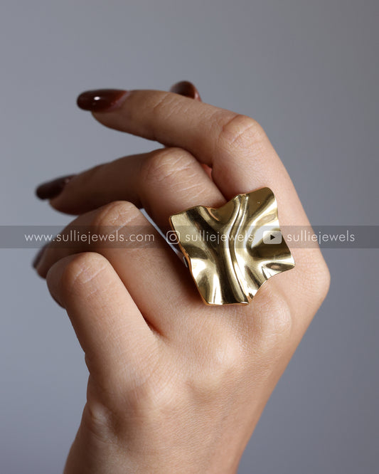 Gold Foil Textured Adjustable Ring