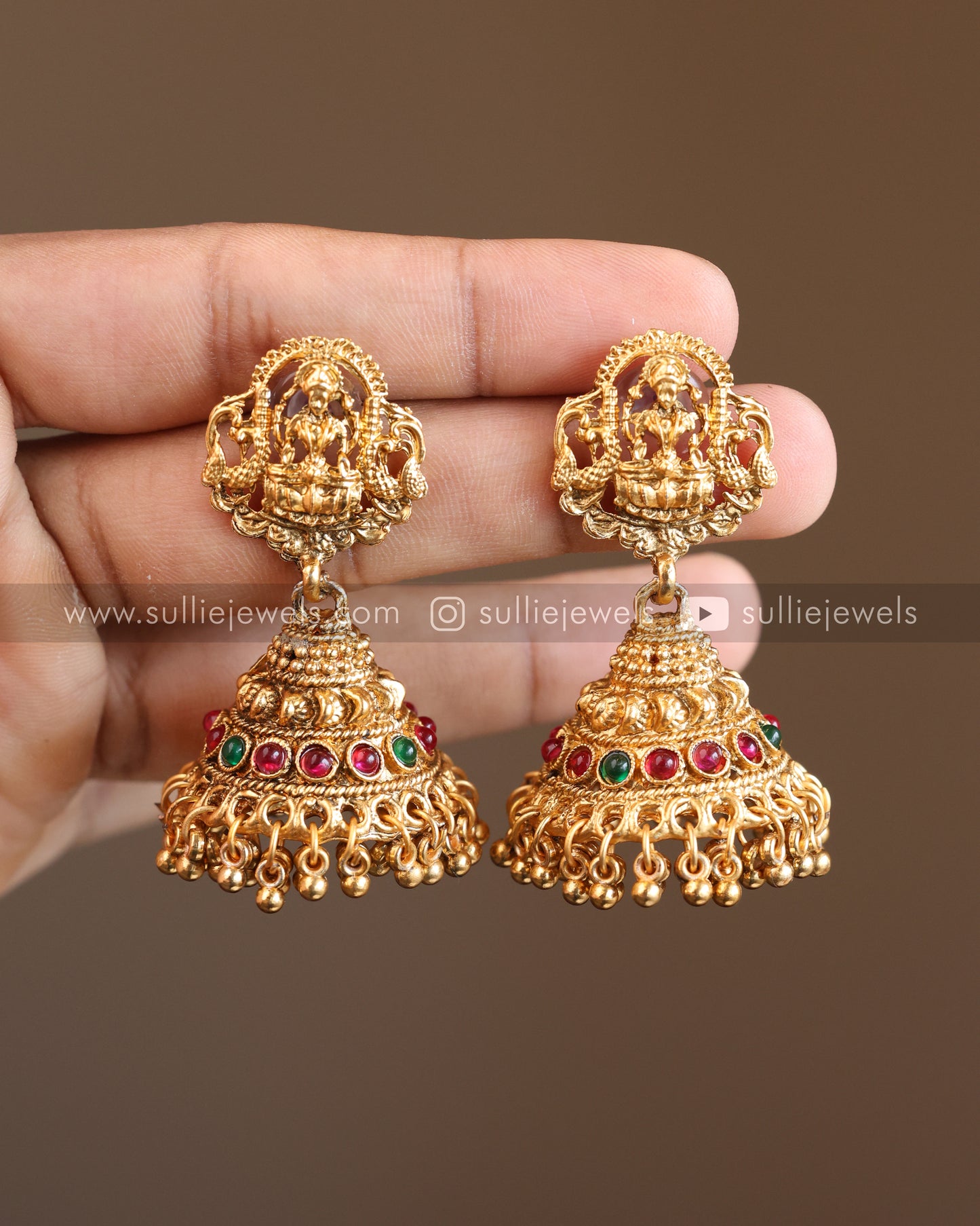 Lakshmi Mint Beads Long Chain / Haaram with Jhumka