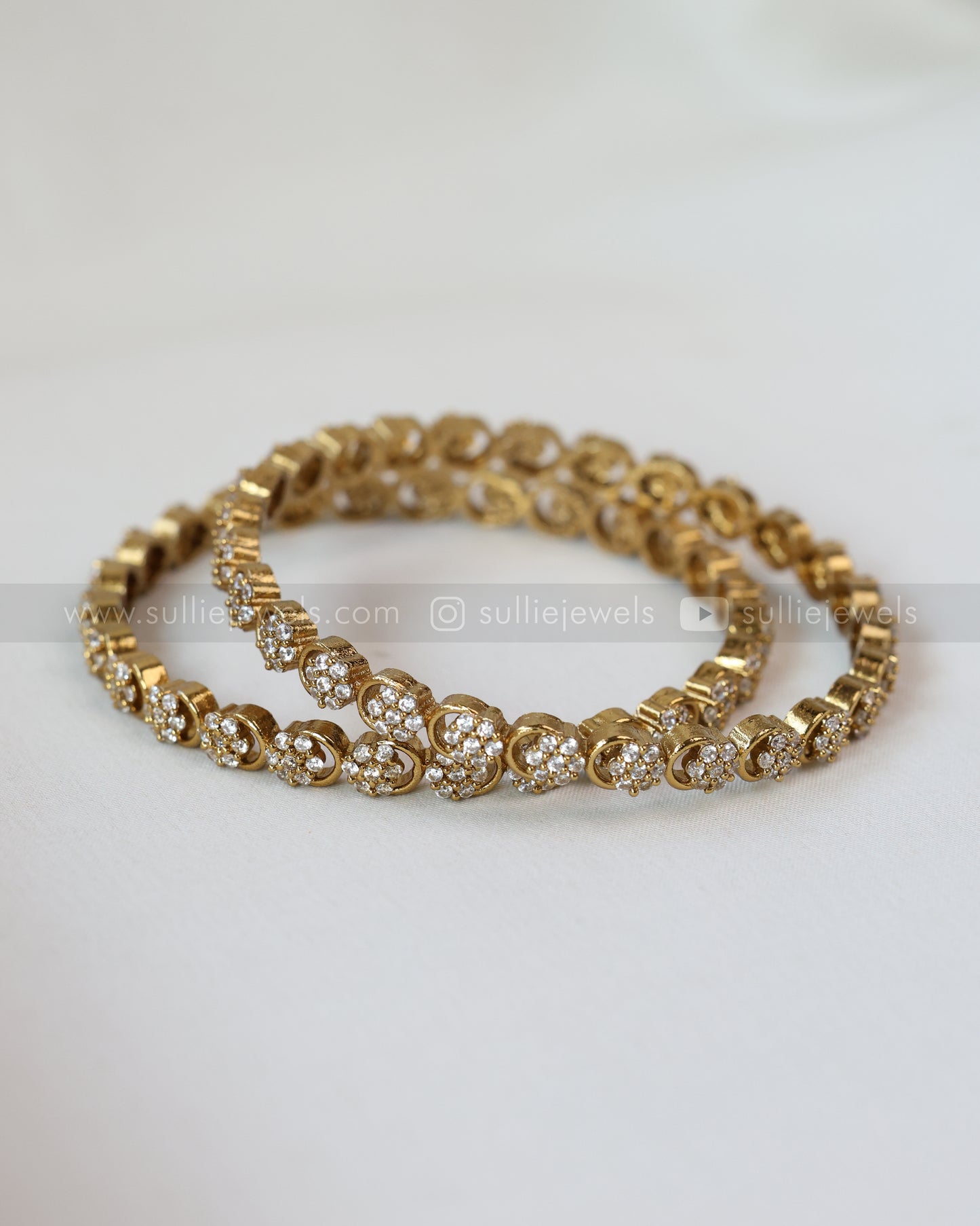9030 - Floral AD Stone Premium Bangle - Set of 2