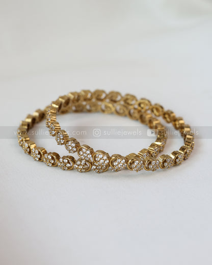 9030 - Floral AD Stone Premium Bangle - Set of 2