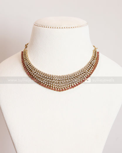 3832 - Ruby Premium Diamond Necklace with Earring