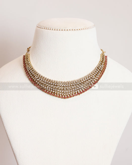 3832 - Ruby Premium Diamond Necklace with Earring
