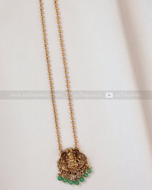 Sullie Basic - Goddess Mint Beads Pendant with Gold chain and Jhumka