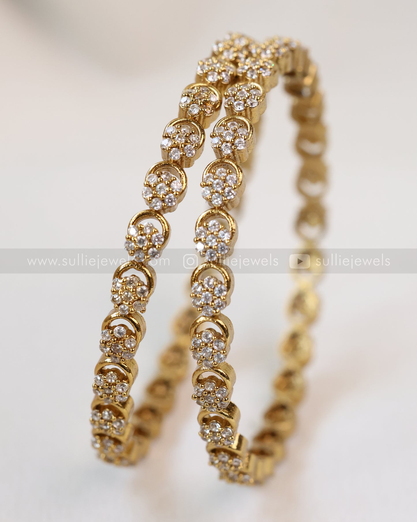9030 - Floral AD Stone Premium Bangle - Set of 2