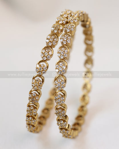 9030 - Floral AD Stone Premium Bangle - Set of 2