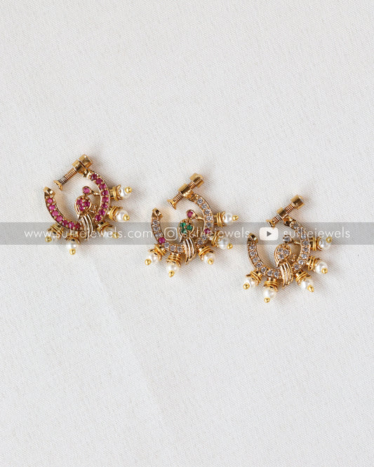 Nose Screw Pin - No Piercing Required - Peacock Pearl