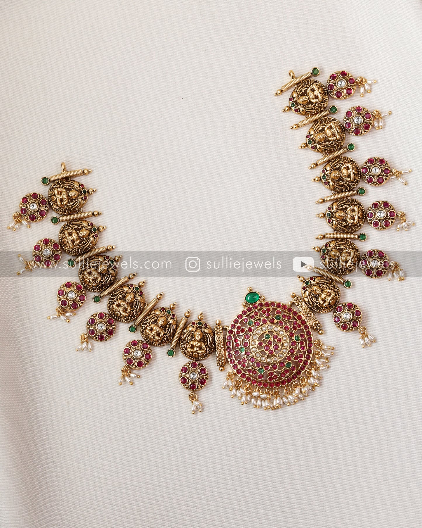 Chakra Broad Lakshmi Bridal Combo - Pearl Drops ( 3 piece )