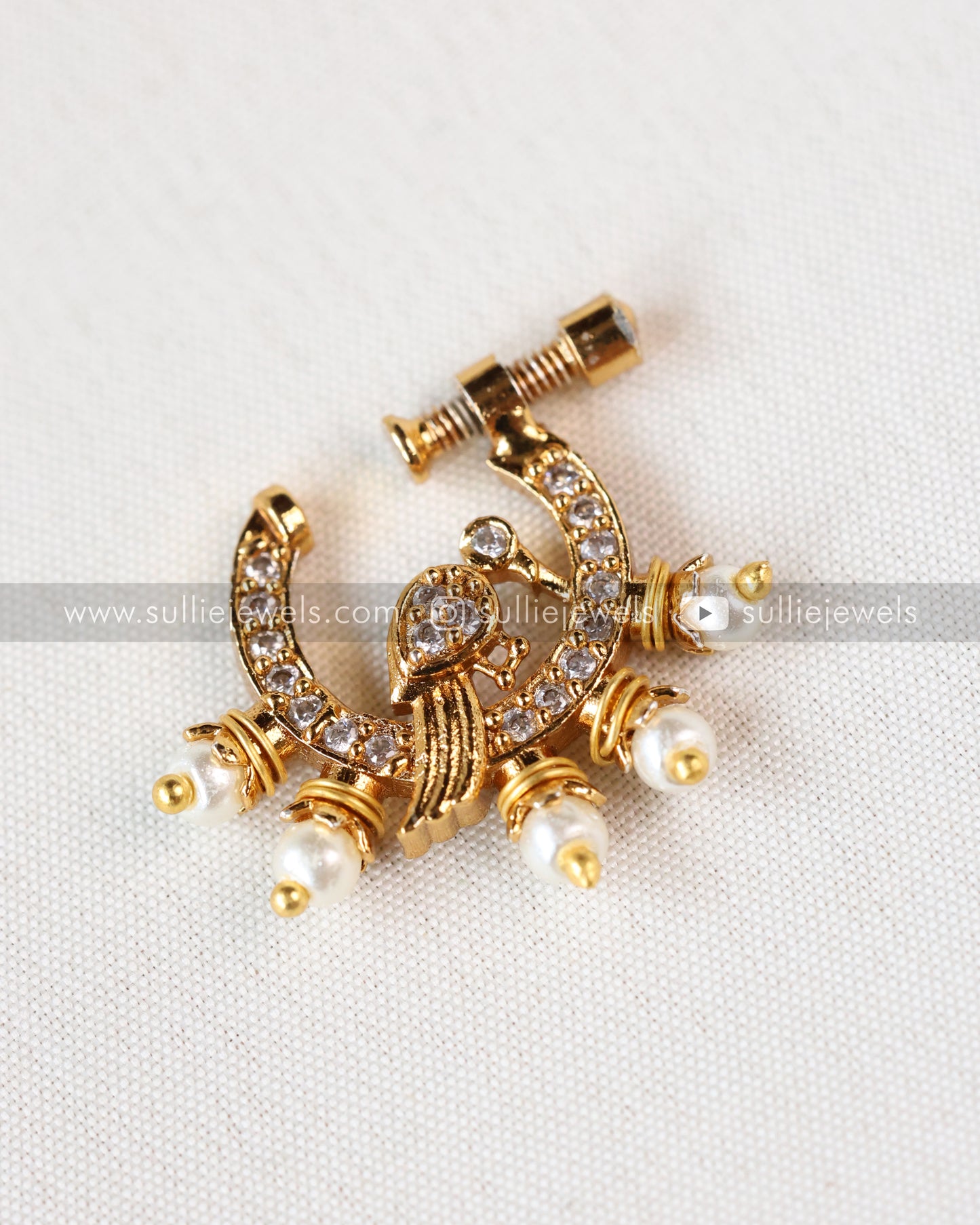 Nose Screw Pin - No Piercing Required - Peacock Pearl