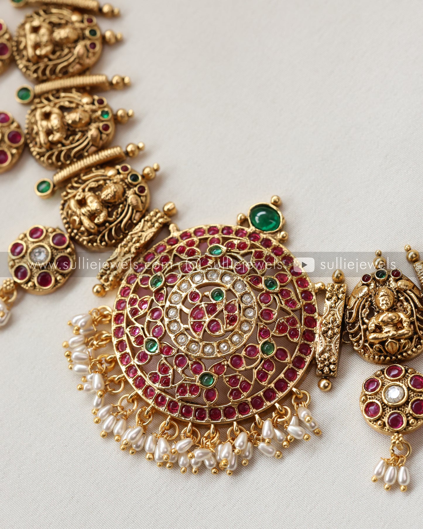 Chakra Broad Lakshmi Bridal Combo - Pearl Drops ( 3 piece )