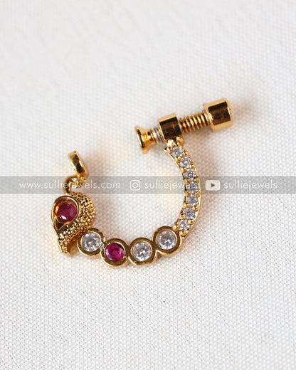 Nose Screw Pin - No Piercing Required - Peacock