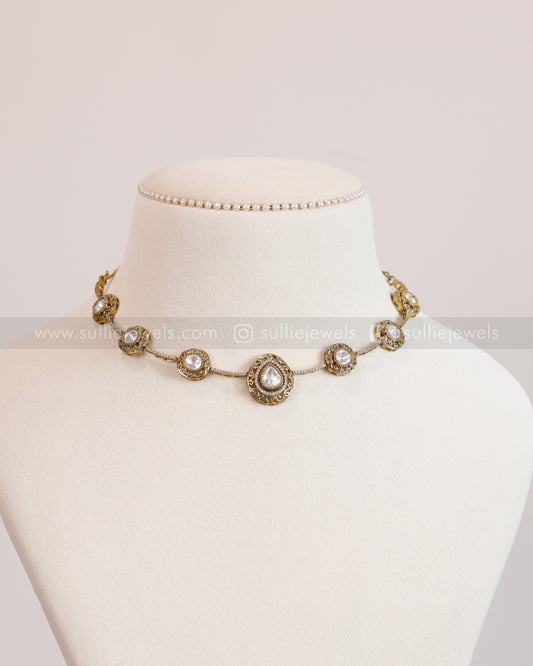 3672 - Designer Polki Necklace with Earrings