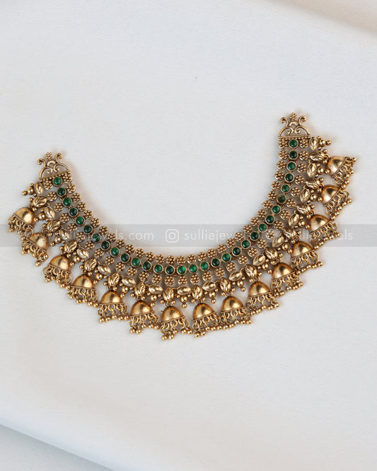 Sullie Basic - Green Designer Gold Necklace with Earring