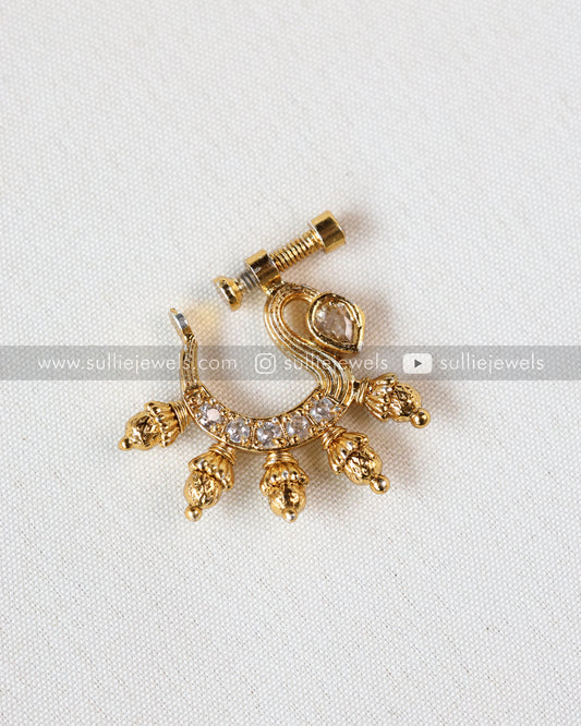 Nose Screw Pin - No Piercing Required - Gold Peacock