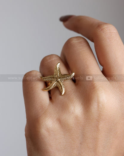 R16 -  Adjustable Gold Starfish Ring