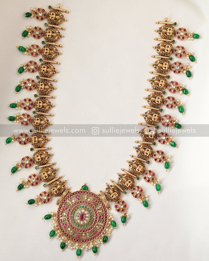 Chakra Broad Lakshmi Bridal Combo - Green Beads ( 3 piece )