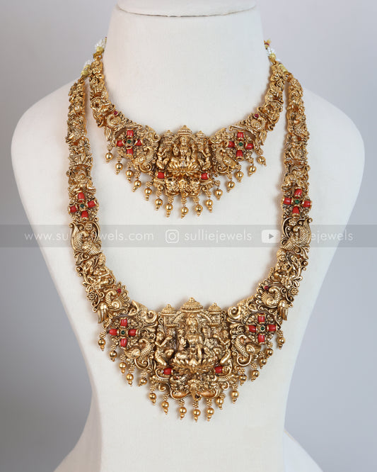 Sullie Basic - Lakshmi Bridal Coral & Gold Beads Combo ( 3 piece )