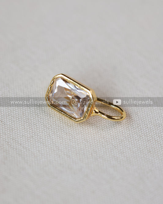 Nose Pin - No Piercing Required - Rectangle Stone
