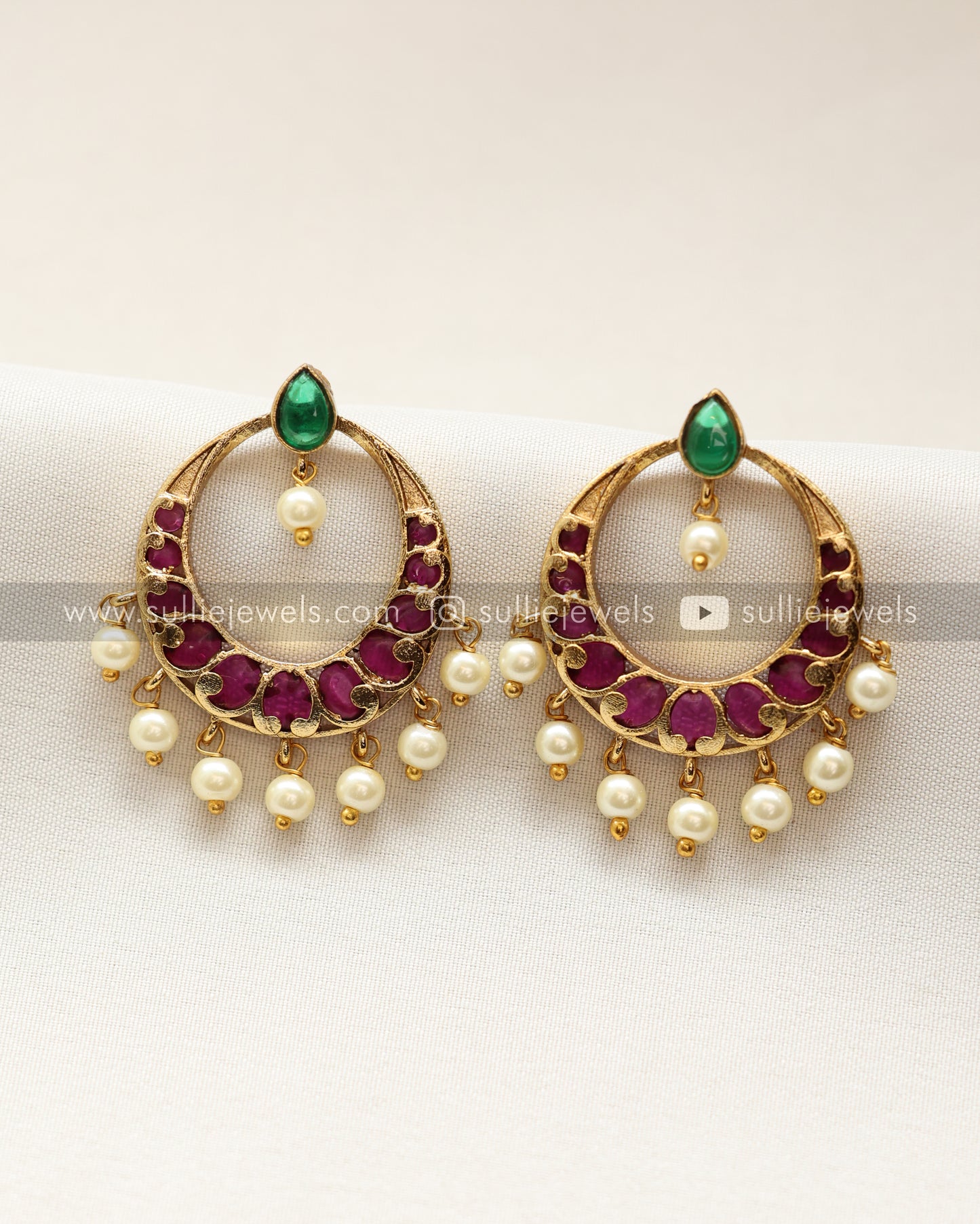 Kemp Chandbali Earring with Pearl drops