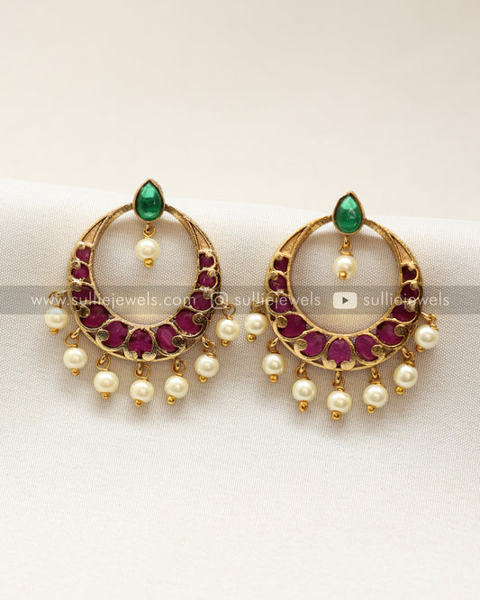 Kemp Chandbali Earring with Pearl drops