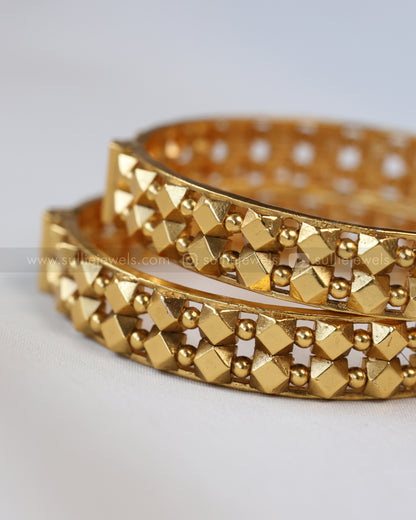 9076 - Ashtapailu Gold Screw Kada Bangle - Set of 2