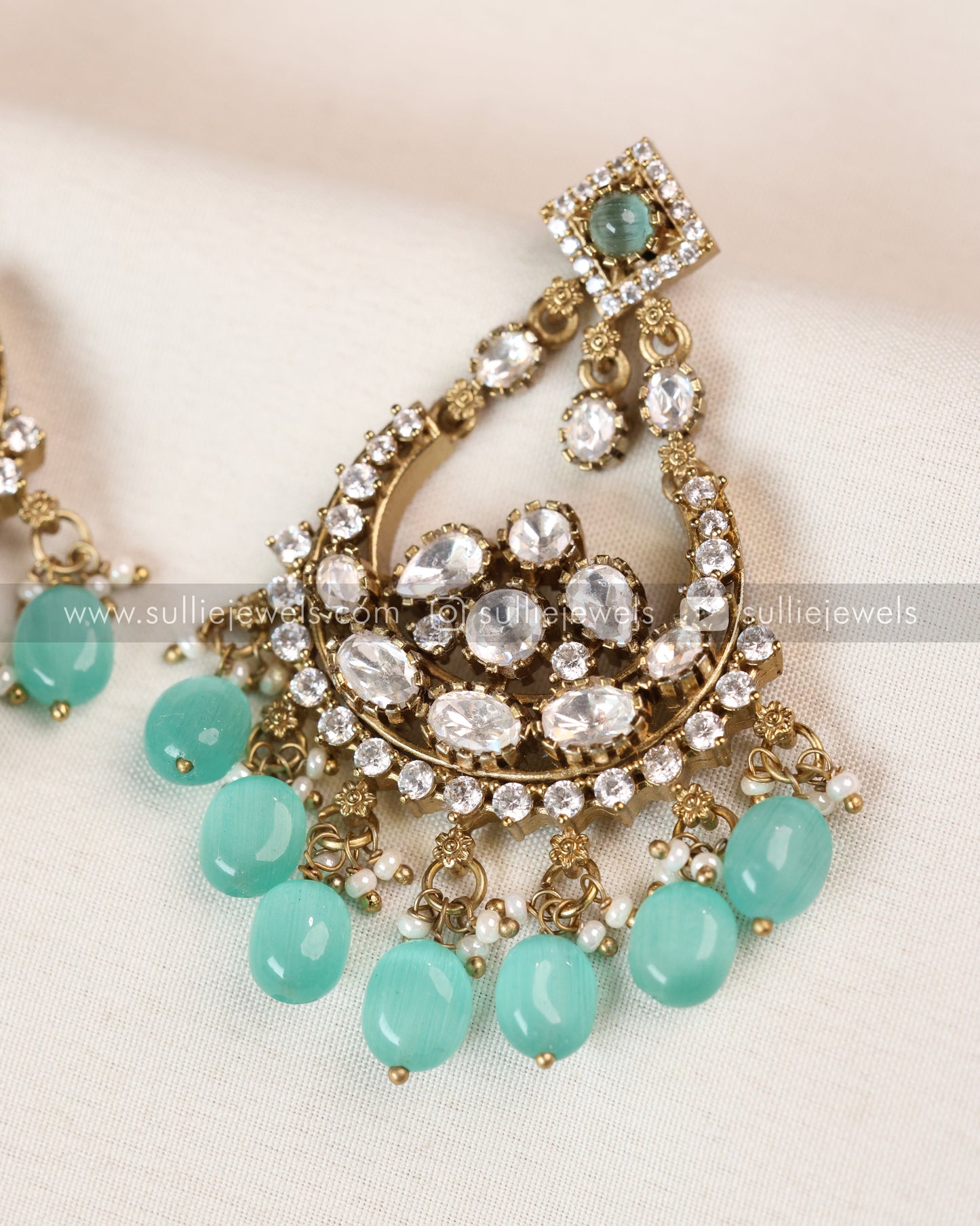 Pastel Green Premium Polki Earring