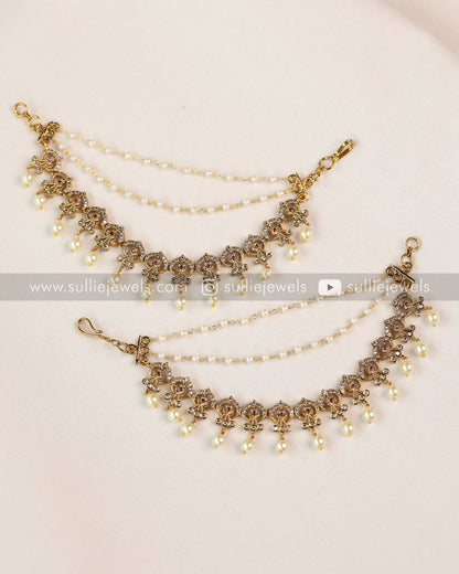Peacock AD Jhumka with Stone Earchain / Maatti