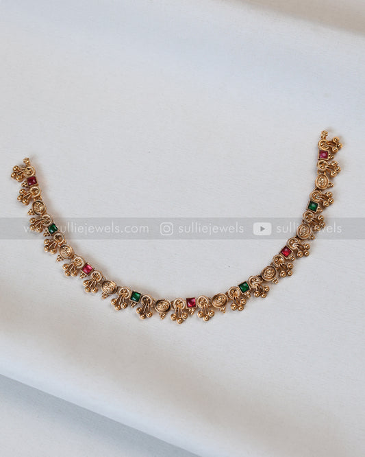 3839 - Sullie Basic - Minimal Ruby Green Ethnic Necklace with Stud